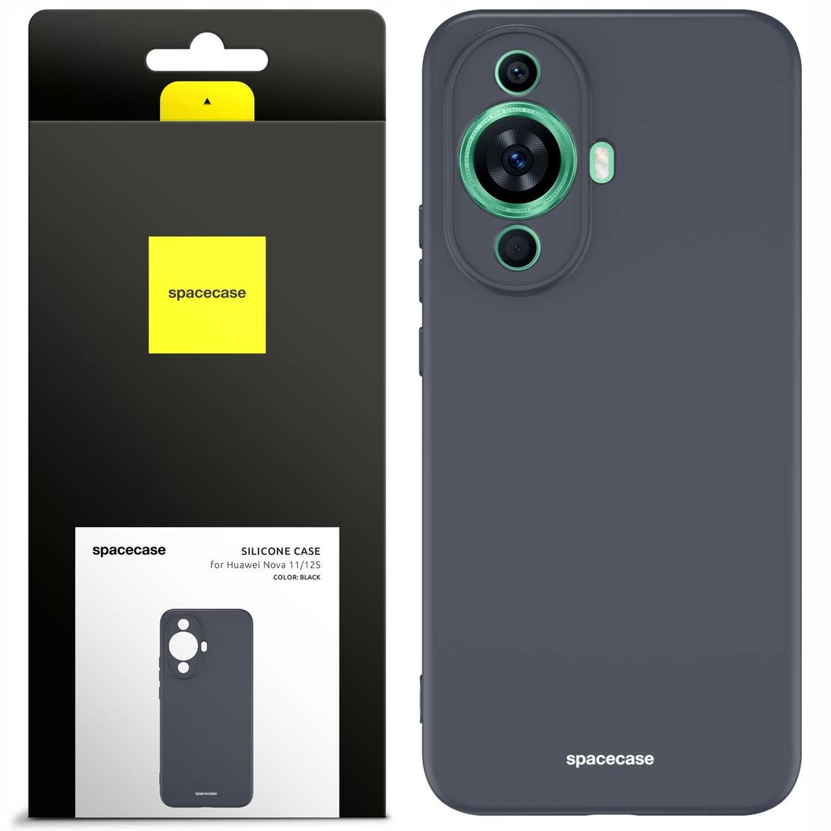 Spacecase Siliconen Hoes Voor Huawei Nova 11 12S Zwarte Cover