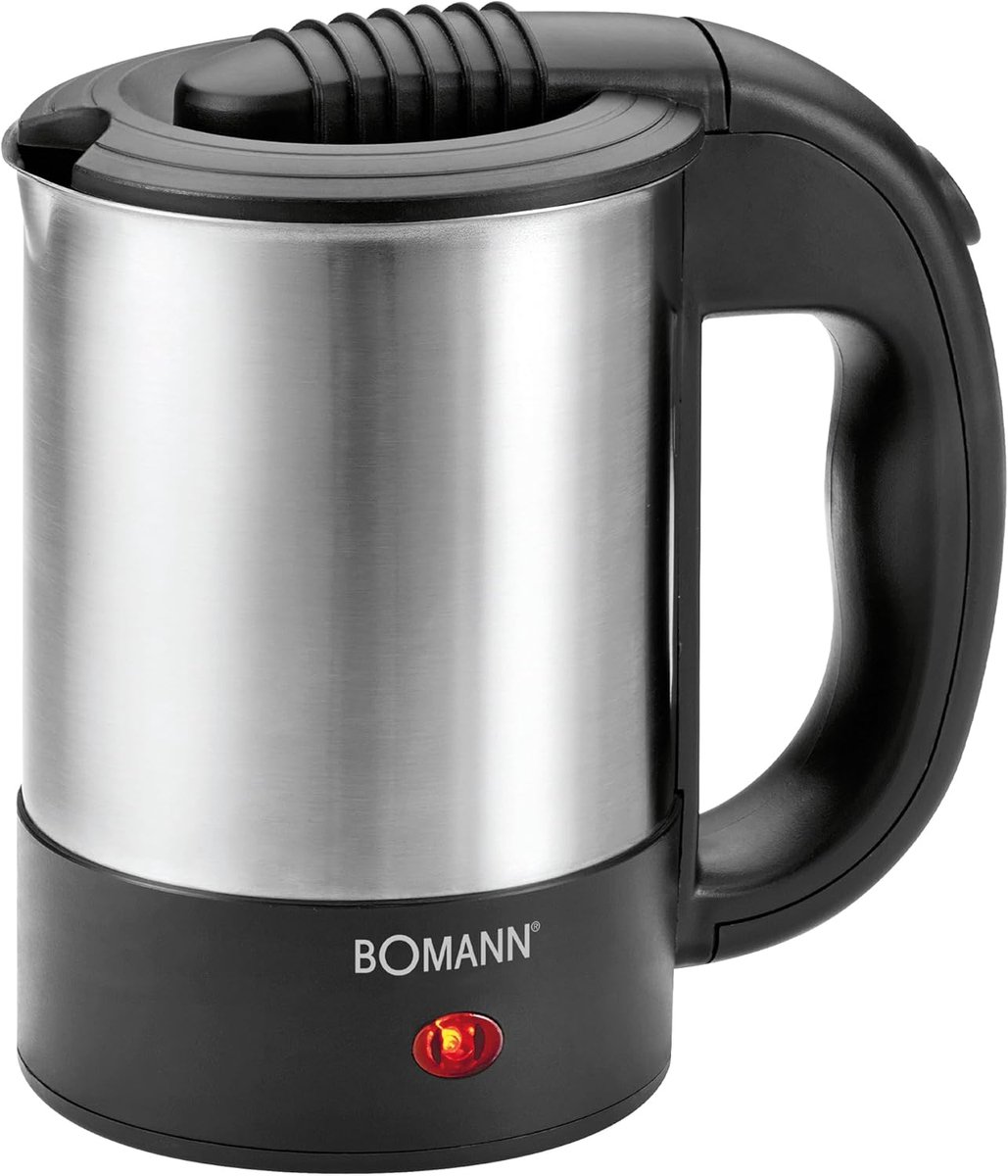 Reiswaterkoker Inox/Zwart - Compact en Handig voor Reizen - 0,5 Liter Capaciteit