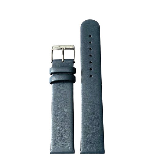 bracelet de montre-20mm-cuir véritable-bleu-droit-doux -plat-20mm