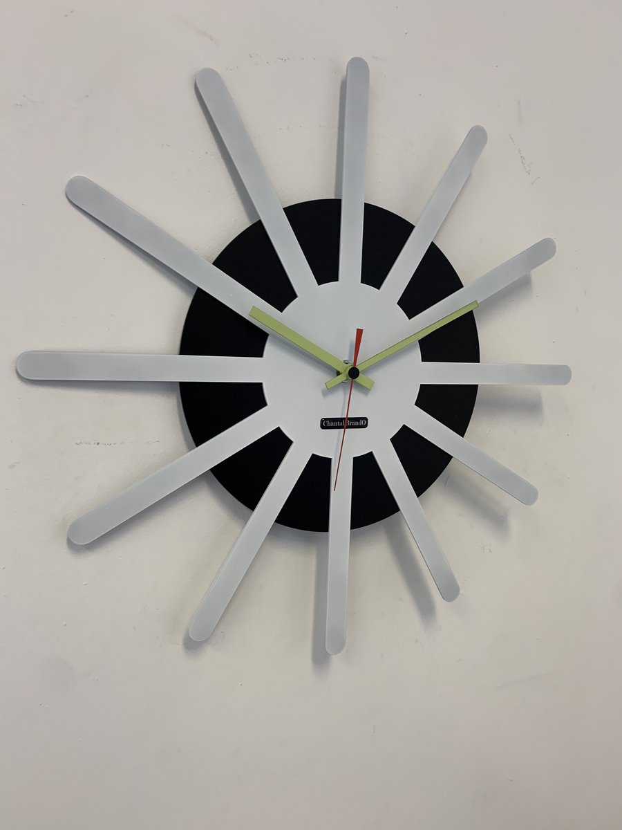 MOSACLOCK * ETOILE BLANC & NOIR ** Wandklok Modern Industrieel Design **