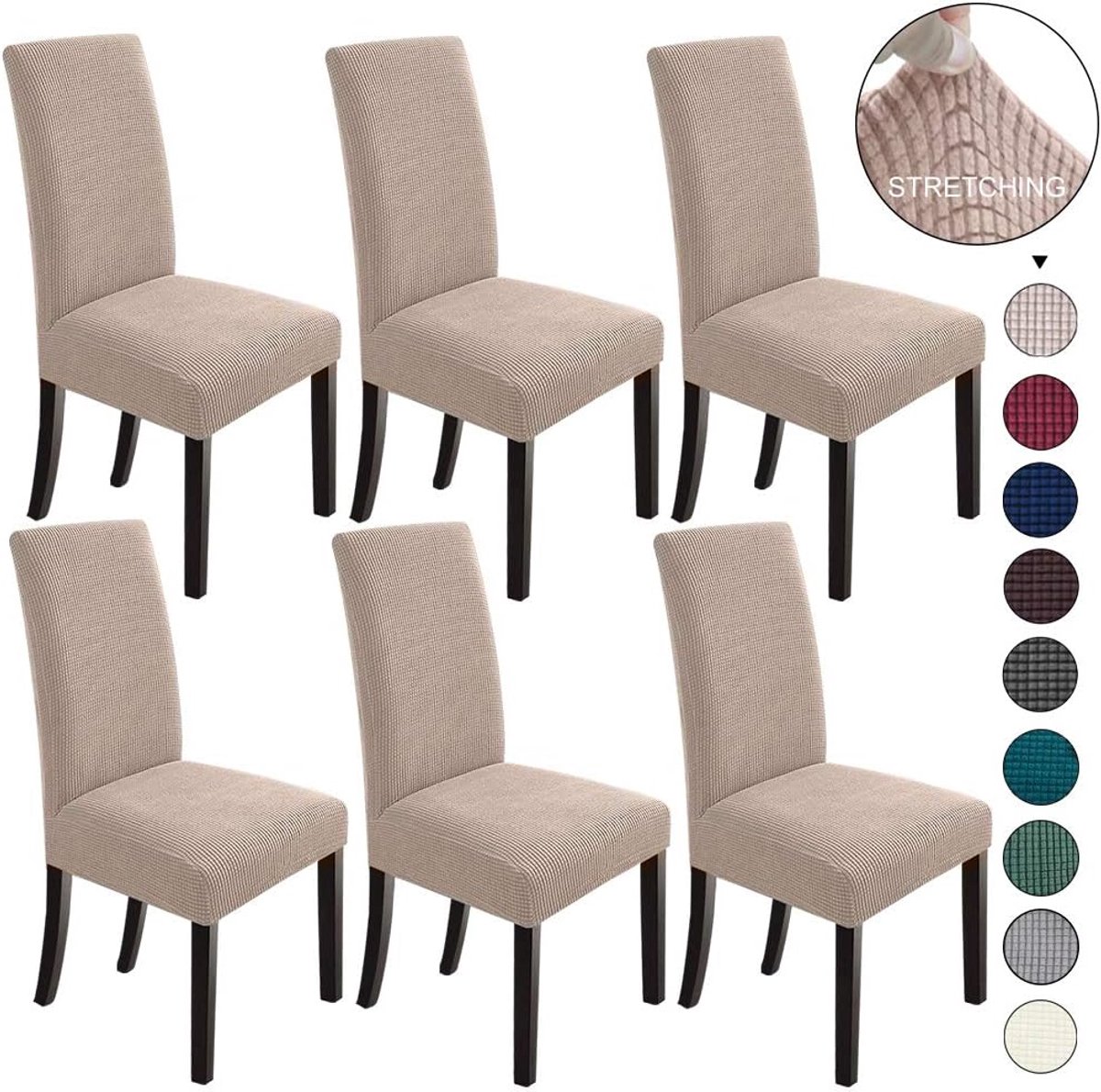 Eetkamerstoelhoezen set van 6 - Kaki Parson slipcovers voor stoelen