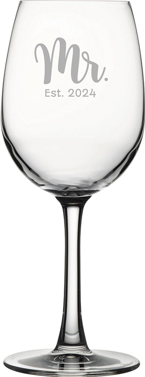 Gegraveerde witte wijnglas 36cl Mr. Est. 2024
