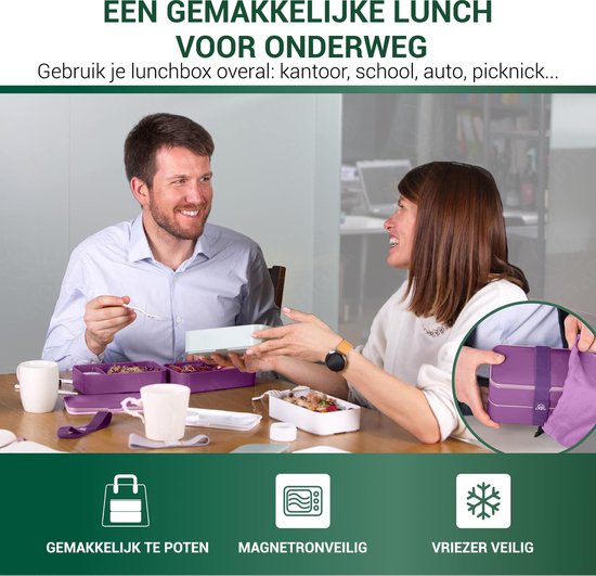 Umami® Bento Lunchbox Volwassenen  Zwart Wenge , Inclusief Bestek En 2 Sauspotten Box Lunch Box Voor De Magnetron Ingebouwde Voedselbox Met 4 Compartimenten 2706585890
