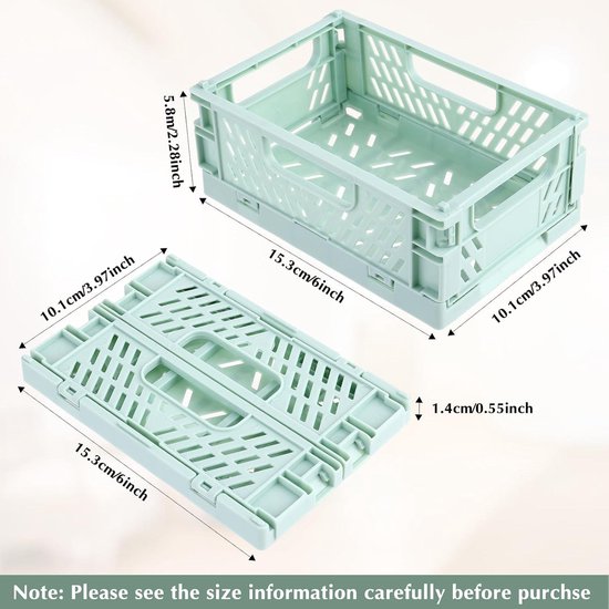 Mini manden plastic opvouwbare doos, 5-delige set opvouwbare opbergmand, opvouwbare opbergmand, mini-opbergdoos voor kinderkamer, keuken, slaapkamer