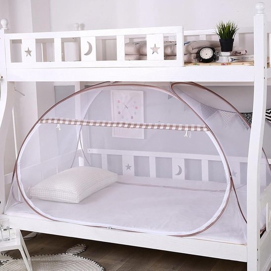 Klamboe Bed Camping Dubbel Bed Draagbare Reizen Thuis Anti Mosquito Tent Opvouwbare Pop Up Netting Vrijstaande Volwassene met 2 openingen, F, 120 * 200 CM