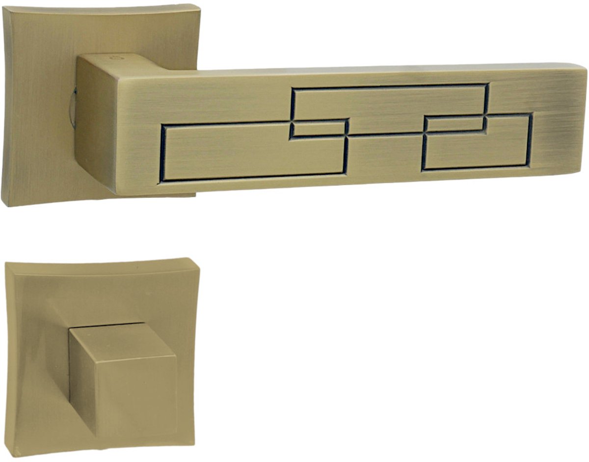 Domino® Deurkrukgarnituur MAYA QR M3 - Mat bruin - WC met Vierkant Rozette - Deurbeslag van aluminium - Deurklink voor badkamer, badkamerdeuren, kelderdeur en binnendeur