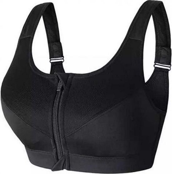 Sportbeha met voorsluiting - Sport BH Rits Superior - Voorkant Ritssluiting - Vrouwen Fitness - Fitness BH Met Rits - Maat L - LOUZIR