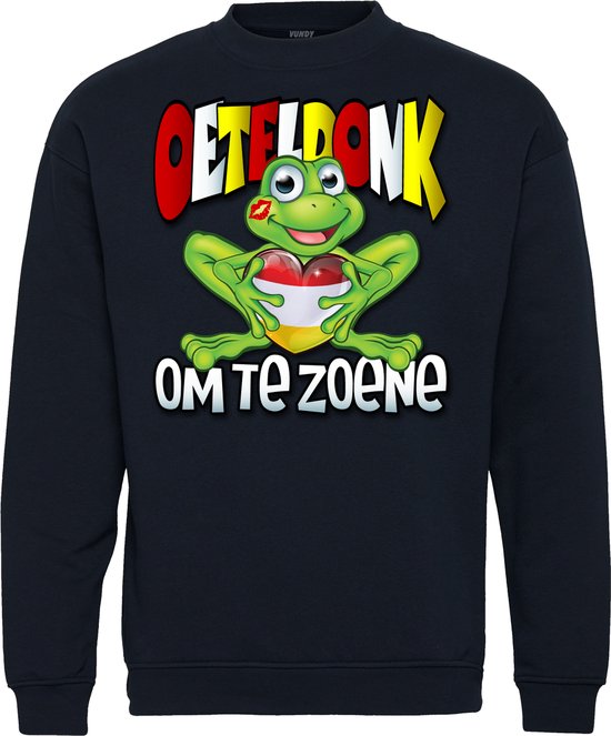 Sweater Oeteldonk Om Te Zoenen | Carnavalskleding | Foute Party | Navy | maat XL