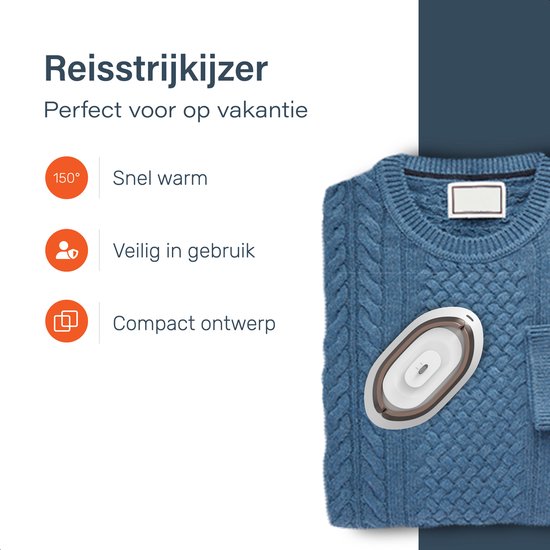 Travel Mini Strijkijzer, draagbaar opvouwbaar compact handheld stoomstrijkijzer temperatuurregeling snel verwarmd, afneembare watertank, 700 W (EU