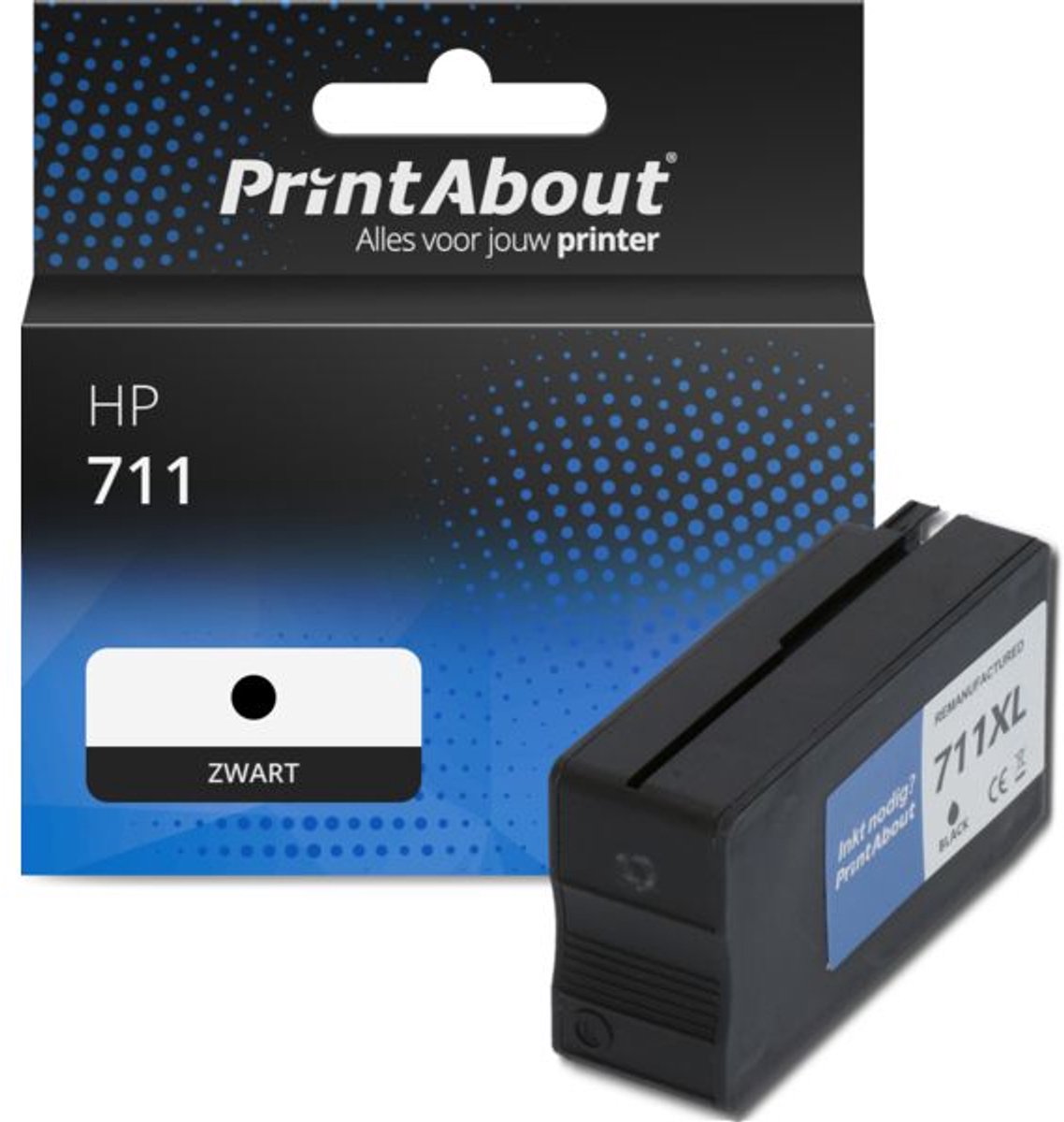 PrintAbout huismerk Inktcartridge 711 (CZ133A) Zwart geschikt voor HP