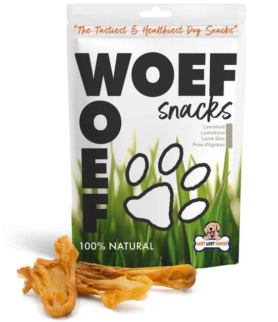 Woef Woef Snacks Hondensnacks Lamskophuiden - 1.50 KG - Kauwsnacks - Gedroogd vlees - Lam - honden vanaf 8kg - Geen toevoegingen