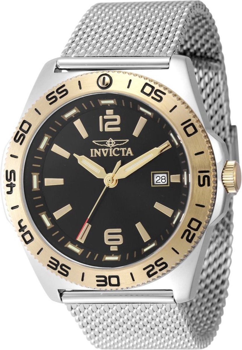 Invicta Coalition Forces 48350 Heren Horloge - Waterdicht - Analoog - Quartz Uurwerk - Roestvrij Staal met zwarte Wijzerplaat - 45mm