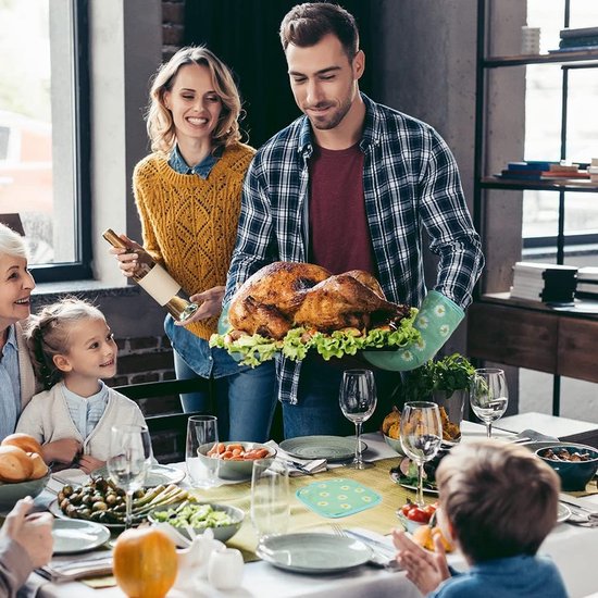 AUAUY Ovenwanten en pannenlappen, barbecuehandschoenen, -ovenwanten en - pannenlappen met gerecyclede vulling, katoenen antislip kookhandschoenen voor koken, bakken, grillen (6-delige set, zwart