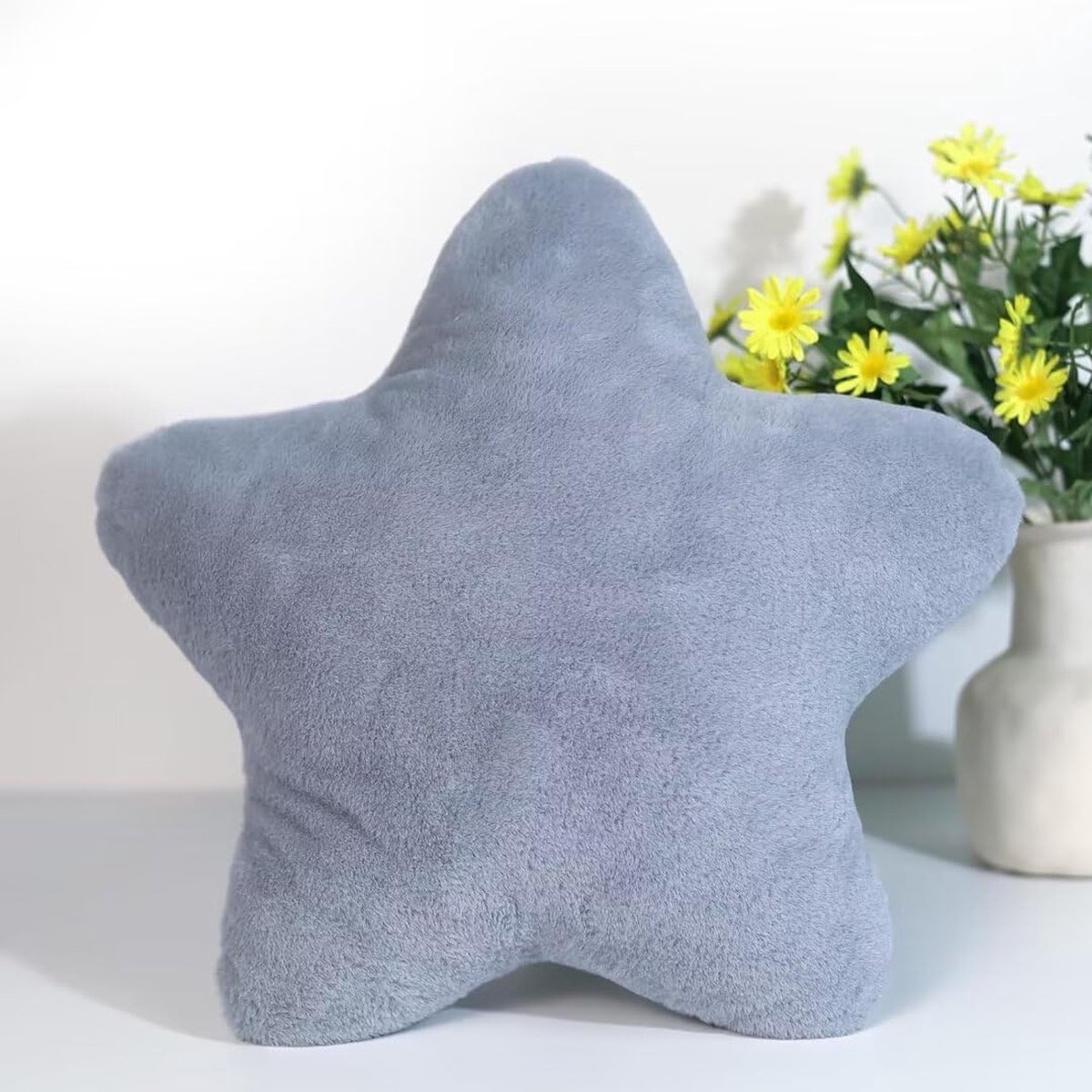 La'Moussawi ® Knuffelbaar Stervormig Kinderkussen voor Slaap- en Kinderruimtes, Grijs, 30 x 30 cm