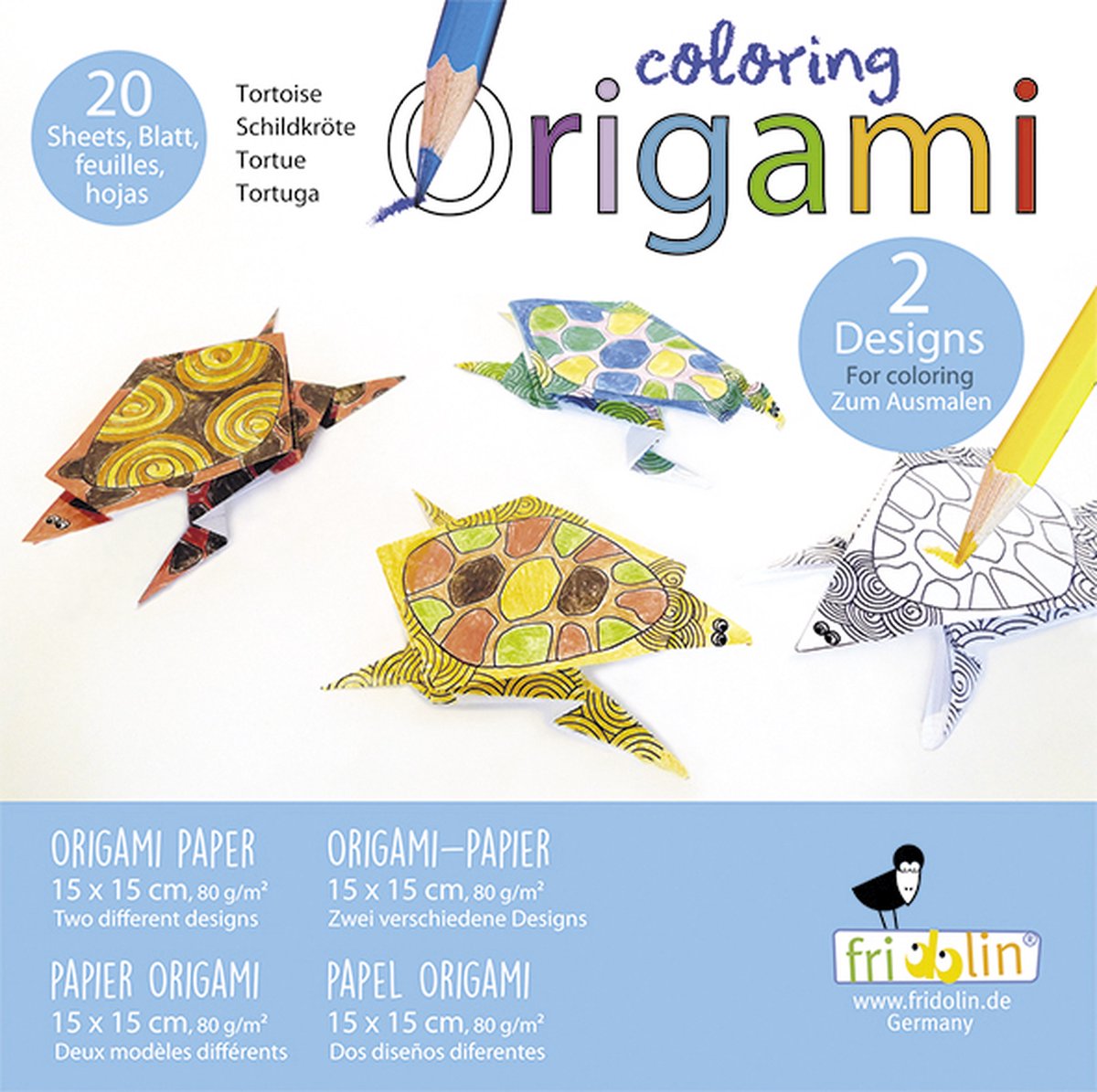 FRIDOLIN Kleurplaten Origami - Schildpad.