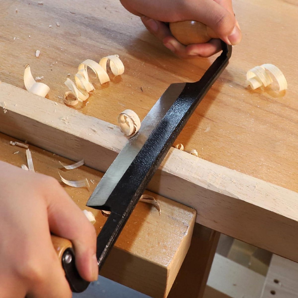 Image of 6 Inch Recht Trekmes van Wolfraamstaal - Ontschorsingsgereedschap met Antislip Houten Handvat