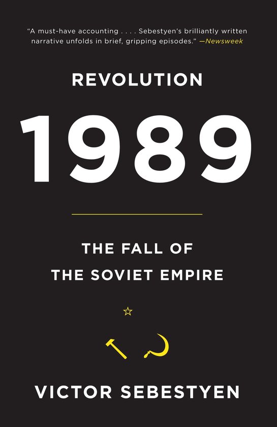 Boek "Revolution 1989 - The Fall of the Soviet Empire" door Victor Sebestyen. Tekst op zwarte achtergrond.