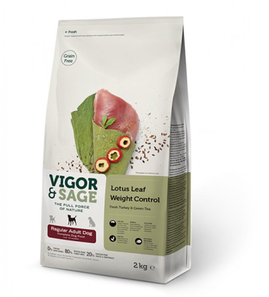 Vigor & Sage Hondenvoer Regular Weight Control Lotus Leaf - 4 x 2 kg - Voordeelverpakking