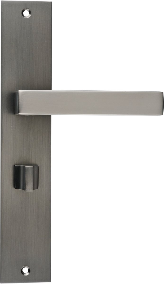 Ostiumhome® - Deurbeslag- Deurklink op schild met WC Slot 64 mm- Gun Metal - Fano