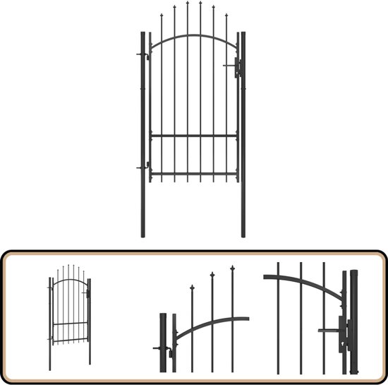 VidaXL Tuinpoort 306x150 cm gegalvaniseerd staal zilverkleurig