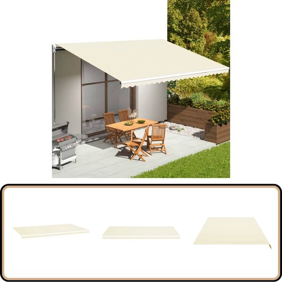 Store banne de remplacement vidaXL - 6 x 3,5 m - Crème - Tissu imperméable - Protection solaire - Protection solaire solaire pour jardin - Protection solaire extérieure
