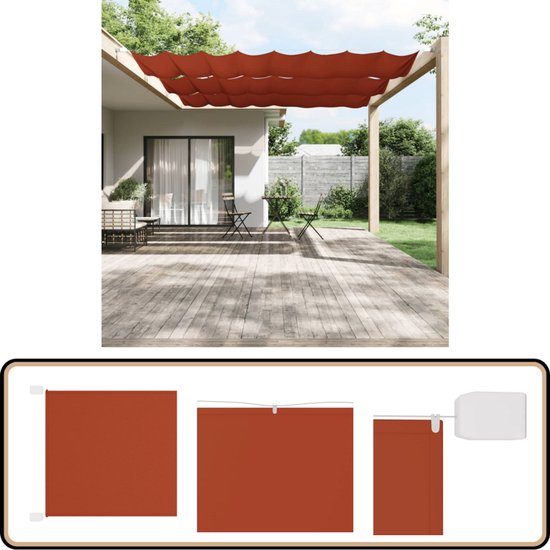vidaXL Escrime banne en terre cuite 140 x 420 cm, résistant aux UV, pour balcon, Paravent , décoration de terrasse