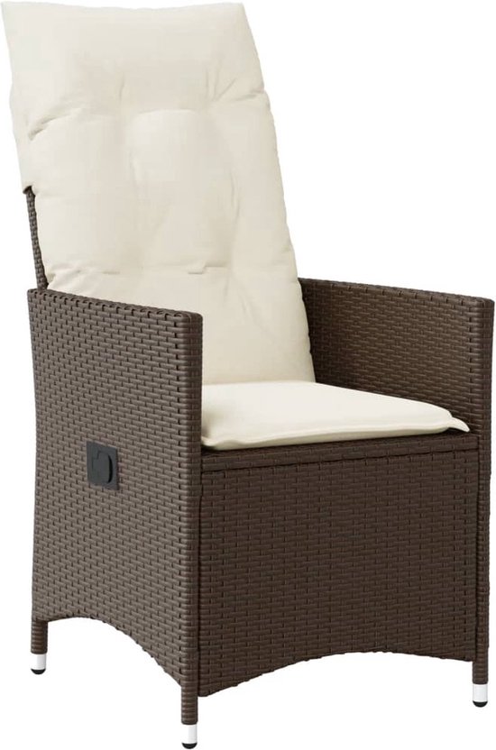 vidaXL Set de bistro 3 pièces avec coussins - Marron - Set de bistro de jardin - Loisirs en plein air - Set de jardin - Relaxation