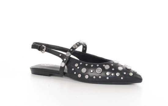 Escarpins à bride arrière Brenda d'Ash Italia en cuir noir avec clous