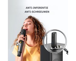 Draadloze Microfoon 2 Stuks UHF Draadloze Handheld Dynamische Karaoke Zingen Microfono Microfoon Set Met Oplaadbare Ontvanger Voor Karaokemachine Bruiloft DJ Feest Spraak Kerk Klasse