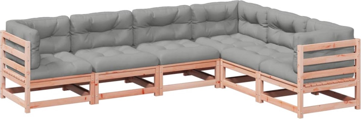 Massief douglas vurenhouten loungeset met kussens en buis meubel - tuinlounge.