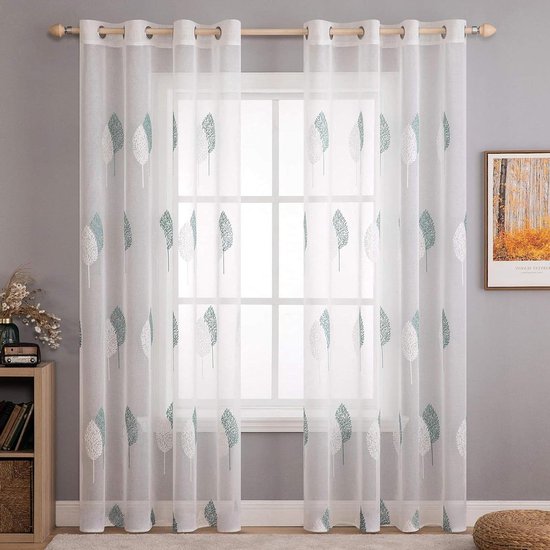 MIULEE Gordijnen, doorzichtig, voile, geborduurde bloemen