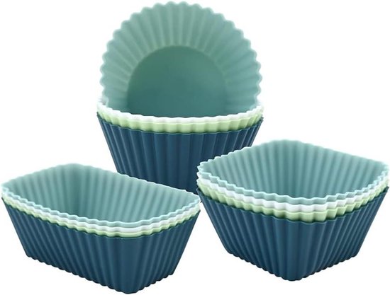 PhoneNatic - 12 x hartvorm cupcake-vormpjes in 6 verschillende kleuren siliconen muffin-vormen bakvorm, hart