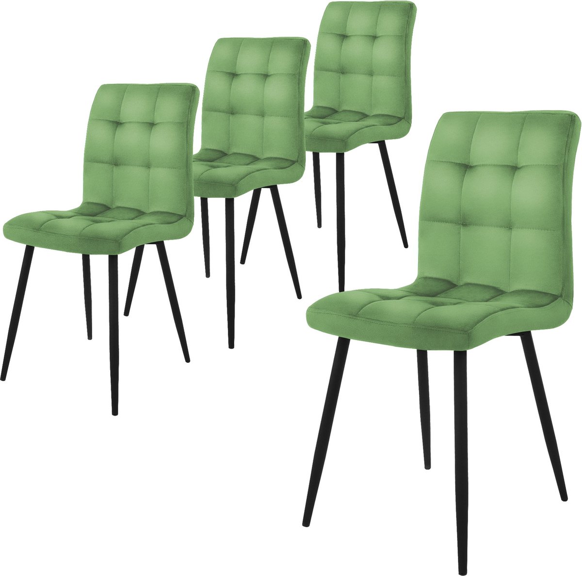ml-design eetkamerstoelen set van 4, salie, keukenstoel met fluwelen bekleding, woonkamerstoel met rugleuning, gestoffeerde stoel met metalen poten, ergonomische stoel voor eettafel