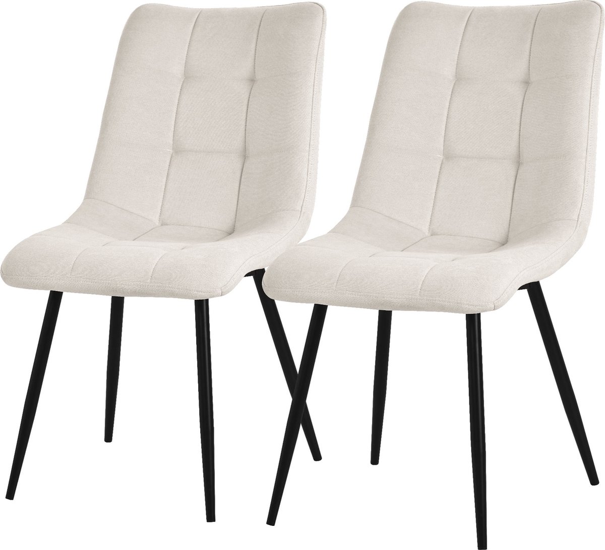 ml-design eetkamerstoelen set van 2 in beige comfortabele woonkamer stoelen met stoffen bekleding en zwarte metalen poten stoelen met rugsteun gestoffeerde zitmeubels voor kantoor fauteuils