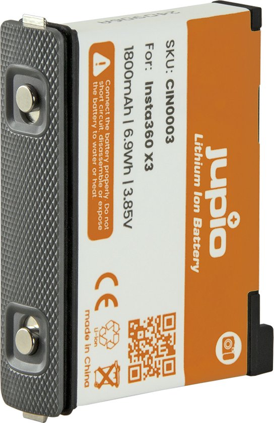 Jupio accu voor Insta360 X3 1800mAh lithium-ion batterij 3,9V reserve accu camera
