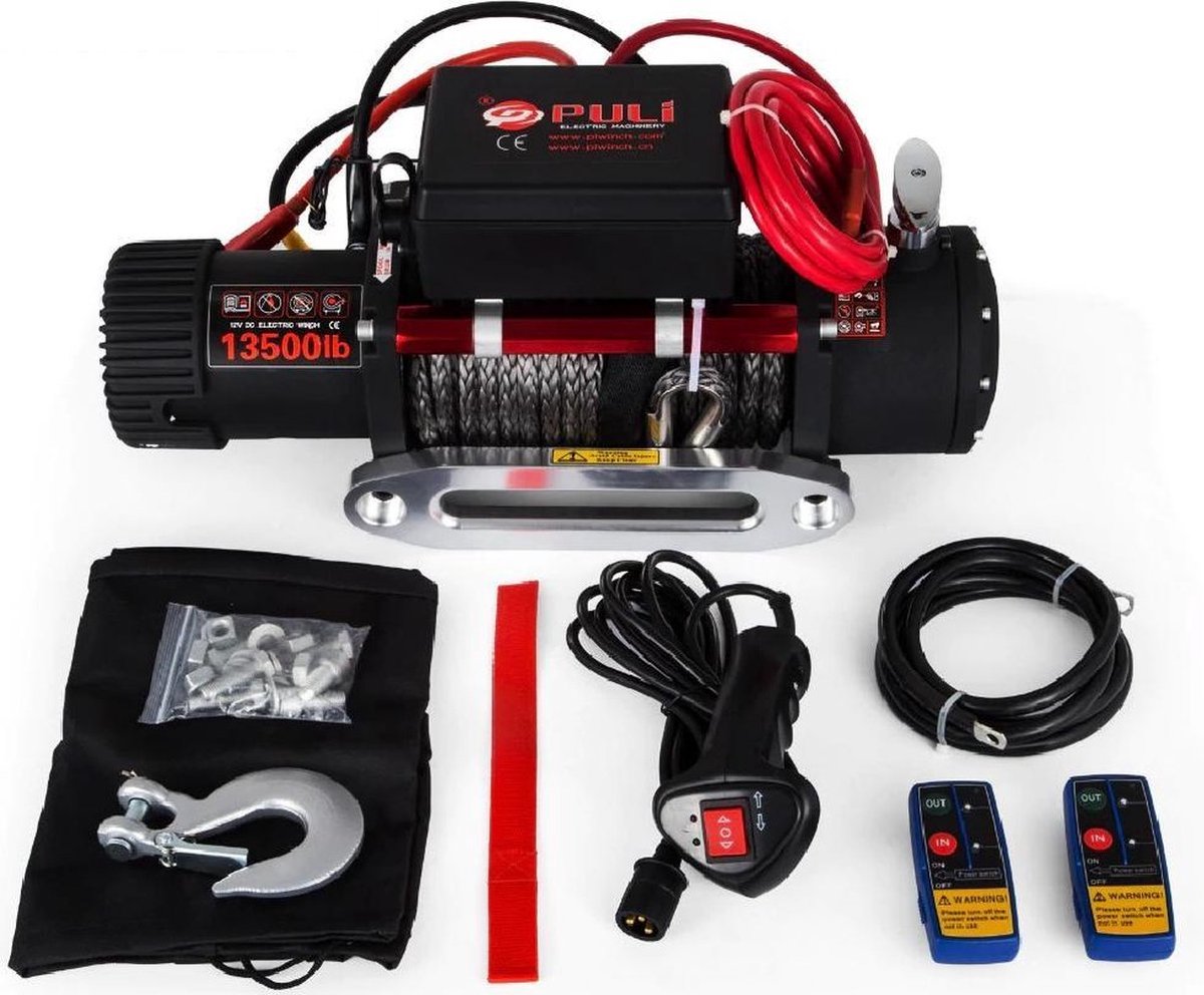 OxyFlowzy® - Electrische Lier 12V - 6000 KG - Takel - Super Krachtig - Met Afstandsbediening en Synthetisch Liertouw