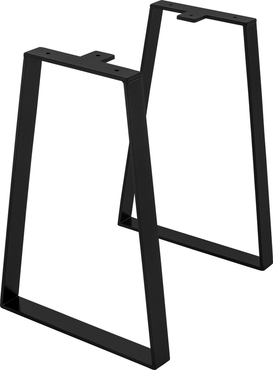 ml-design trapeziumvorm tafelonderstellen 2 stuks tafelpoten 28,5xH40,5cm zwart gepoedercoat staal industrie ontwerp geschikt als onderstel voor eettafel of bureau stevig tafelframe met moderne uitstraling voor doe-het-zelf projecten en meubels