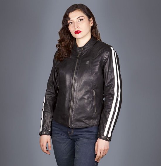 Helstons Victoria Leather Rag Black Jacket XL - Maat - Jas