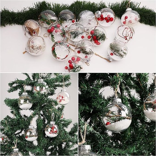 50 pcs Boules de Noël Rondes Feuille Acrylique Transparent avec