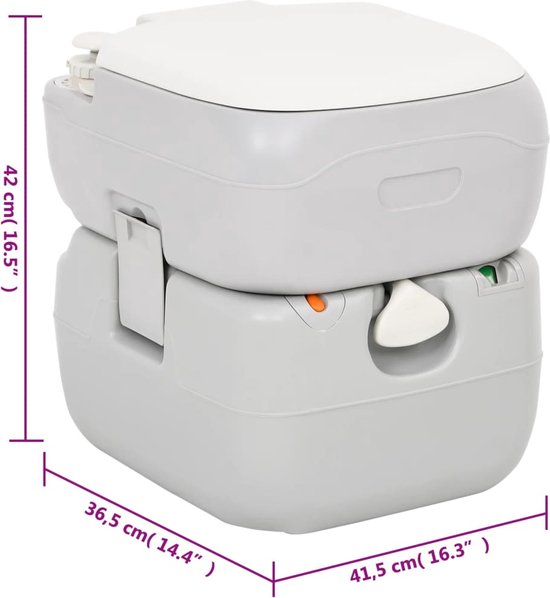 Montafox Kampeertoilet Opvouwbaar Max 150 kg Draagbaar Mobiel Toilet WC 12 Toiletzakken Stabiel Buiten Kamperen, Kleur:grijs/zwart