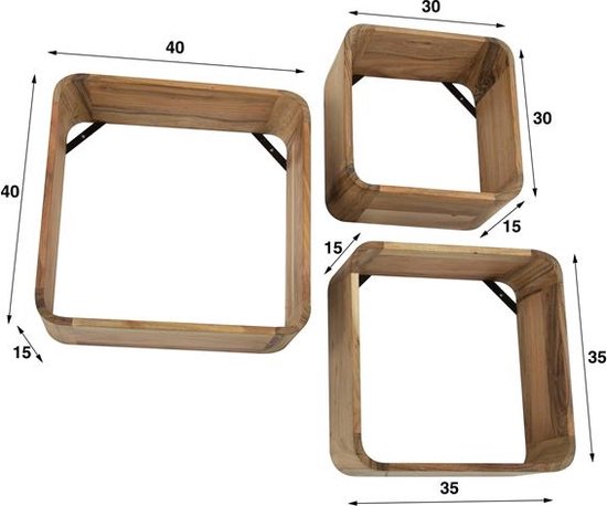 Lot De 3 étagères Murales Relaxdays - Aspect Bois Clair, 2 Carrées + 1 Rectangulaire - Rangement Déco Pour Salon, Chambre, Entrée