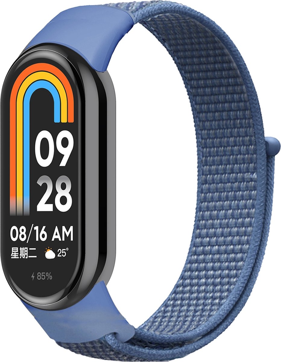 By Qubix - Sport loop nylon bandje - Denim blauw - Geschikt voor Xiaomi Smart Band 8 / 9 / 10