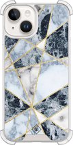 Casimoda® hoesje - Geschikt voor iPhone 14 - Marmer Blauw - Shockproof case - Extra sterk - Siliconen/TPU - Blauw, Transparant