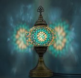 VALVELLO Lampe en mosaïque faite à la main, veilleuse, turque, arabe, orientale, Tiffany, marocaine, Lampes de table décoratives pour chambre à coucher, bureau, salon et cadeau parfait pour les jours spéciaux – Turquoise