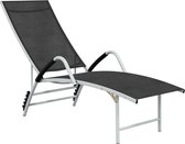 The Living Store Lounger - Verstelbaar - Extra hoog - Opvouwbaar - 170-193x60.5x96-51cm - Zwart - Textileen en aluminium