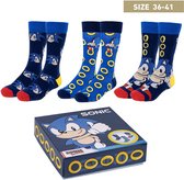 Sonic The Hedgehog - 3Pack Sonic Sokken - 36/41 - Blauw