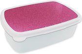 Broodtrommel Wit - Lunchbox Roze - Abstract - Design - Brooddoos 18x12x6 cm - Brood lunch box - Broodtrommels voor kinderen en volwassenen
