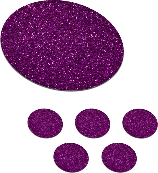 Onderzetters voor glazen - Rond - Paars - Roze - Patronen - Abstract - 10x10 cm - Glasonderzetters - 6 stuks