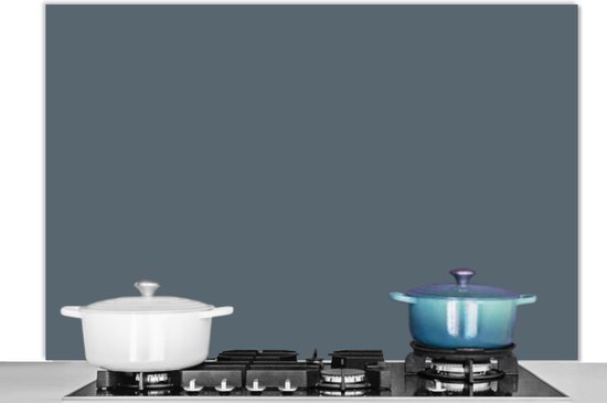 Spatscherm - Blauw - Effen - Achterwand keuken - Spatwand - Aluminium - 120x80 cm - Spatwand fornuis - Keuken accessoires