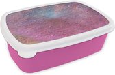 Broodtrommel Roze - Lunchbox Roze - Glitter - Abstract - Design - Blauw - Brooddoos 18x12x6 cm - Brood lunch box - Broodtrommels voor kinderen en volwassenen